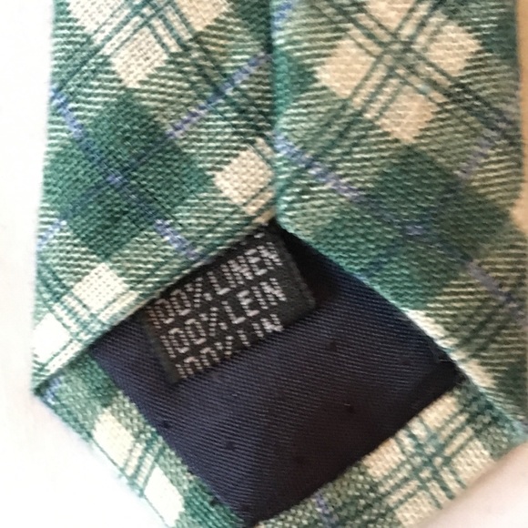 Italian linen necktie in green plaid - Picture 5 of 5